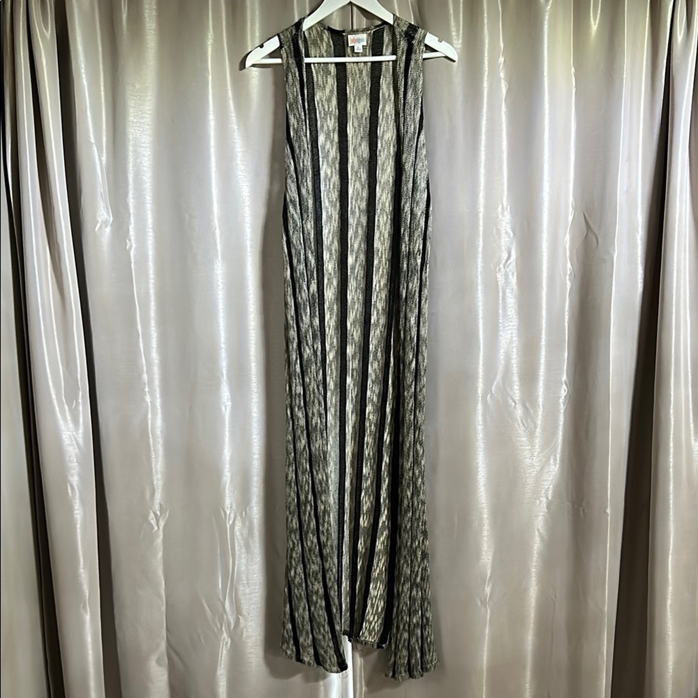 LuLaRoe Black and Gray Sleeveless Kimono Vest